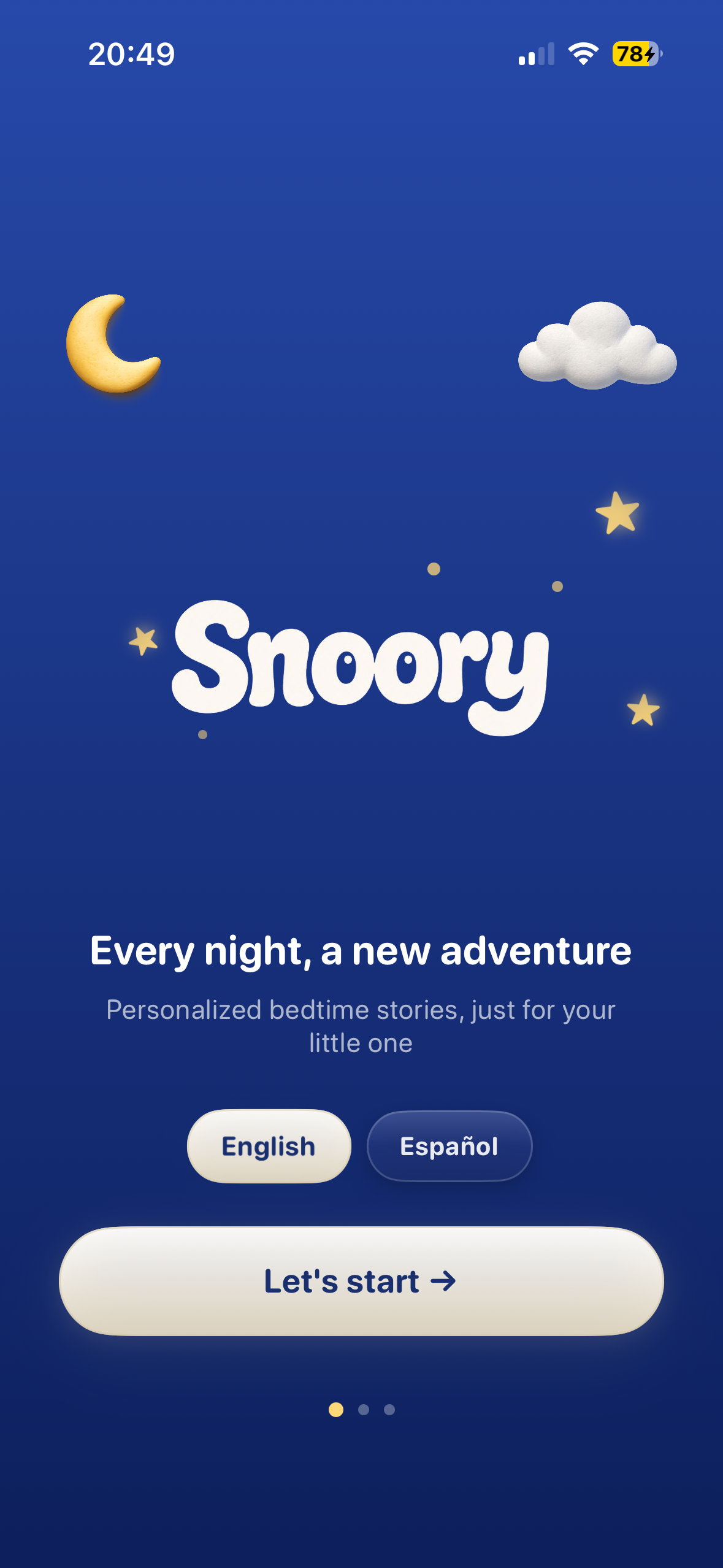 Snoory app onboarding screenshot